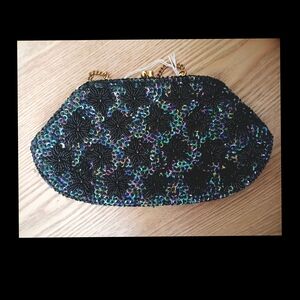 Elegant Black Sequin Clutch